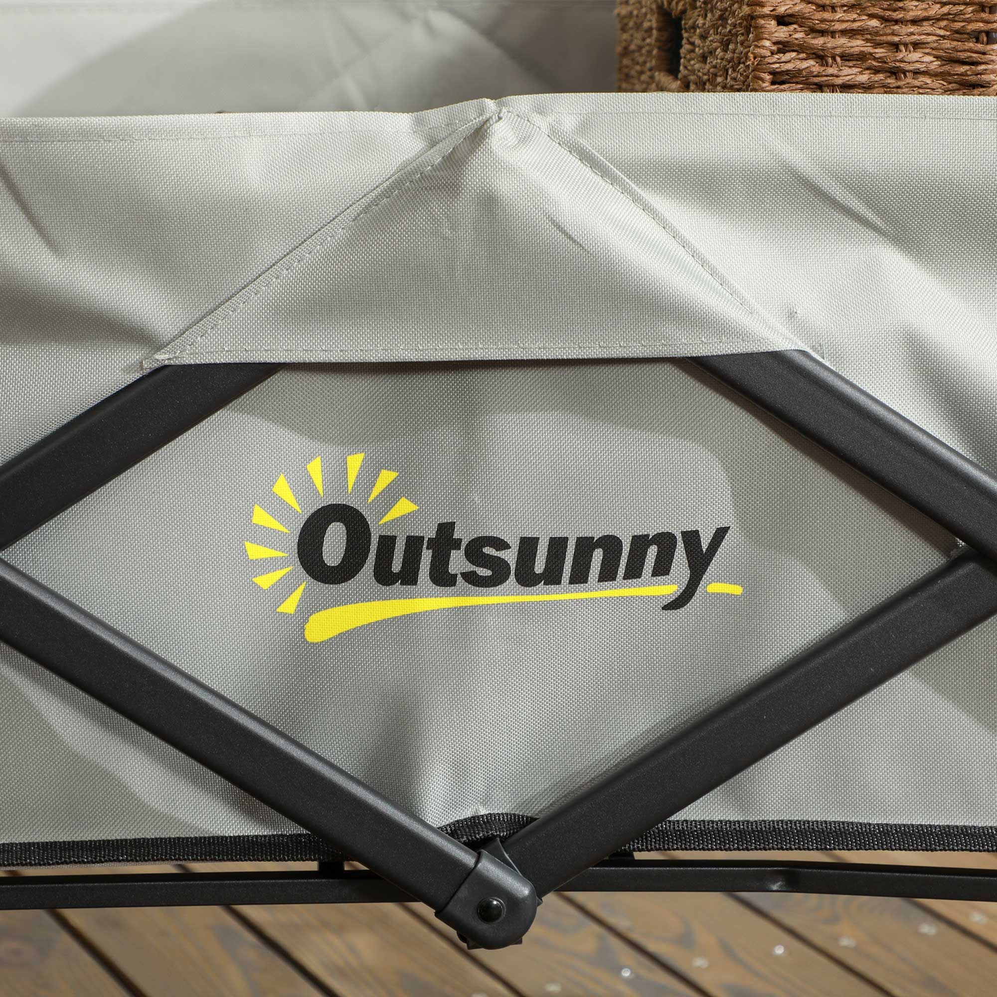 Outsunny Folding Pull Along Cart Cargo Wagon Trolley With Telescopic