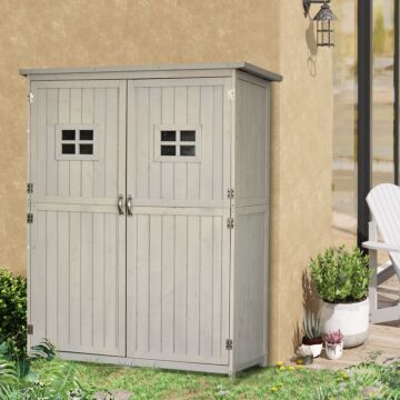 Outsunny Wooden Garden Storage Shed Utility Gardener Cabinet W 3