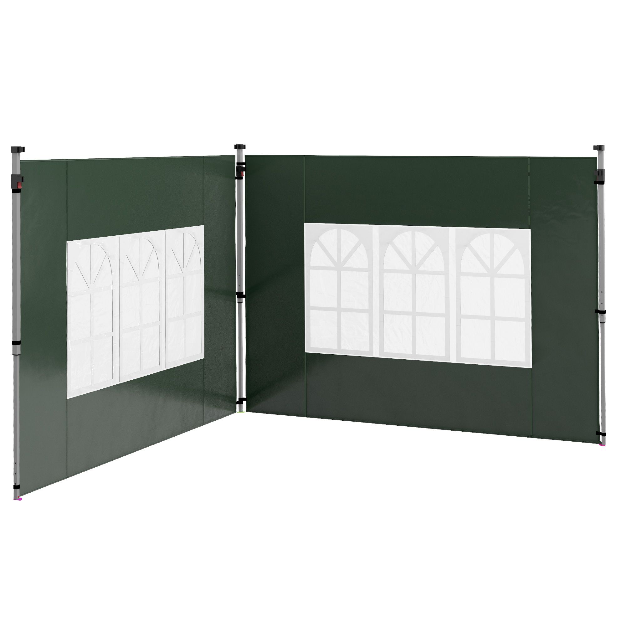 Outsunny Gazebo Side Panels, Sides Replacement With Window For 3x3(m) Or 3x4m Pop Up Gazebo, 2 Pack, Green