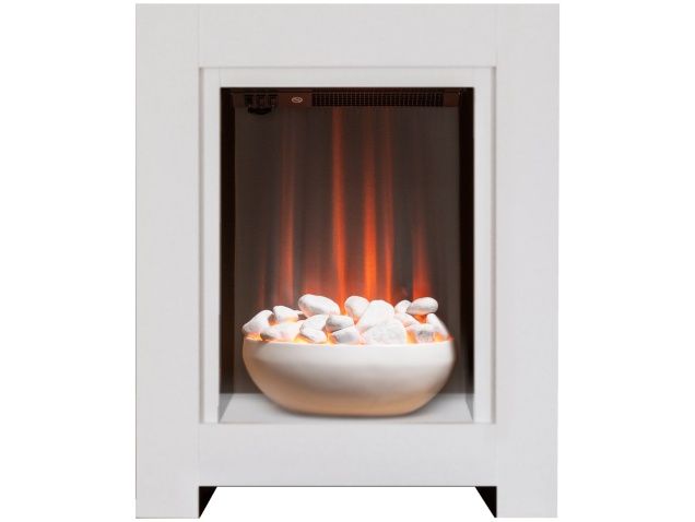 Adam Monet Fireplace Suite In Pure White With Electric Fire, 23 Inch