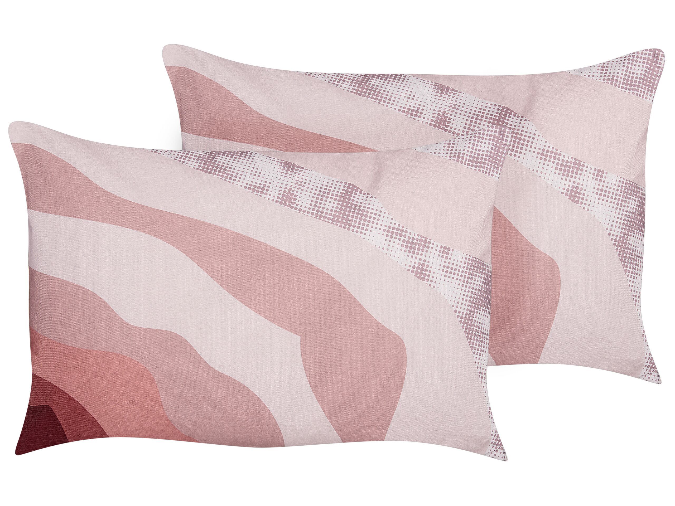 Set Of 2 Garden Cushions Pink Polyester 40 X 60 Abstract Pattern Modern Outdoor Decoration Water Resistant