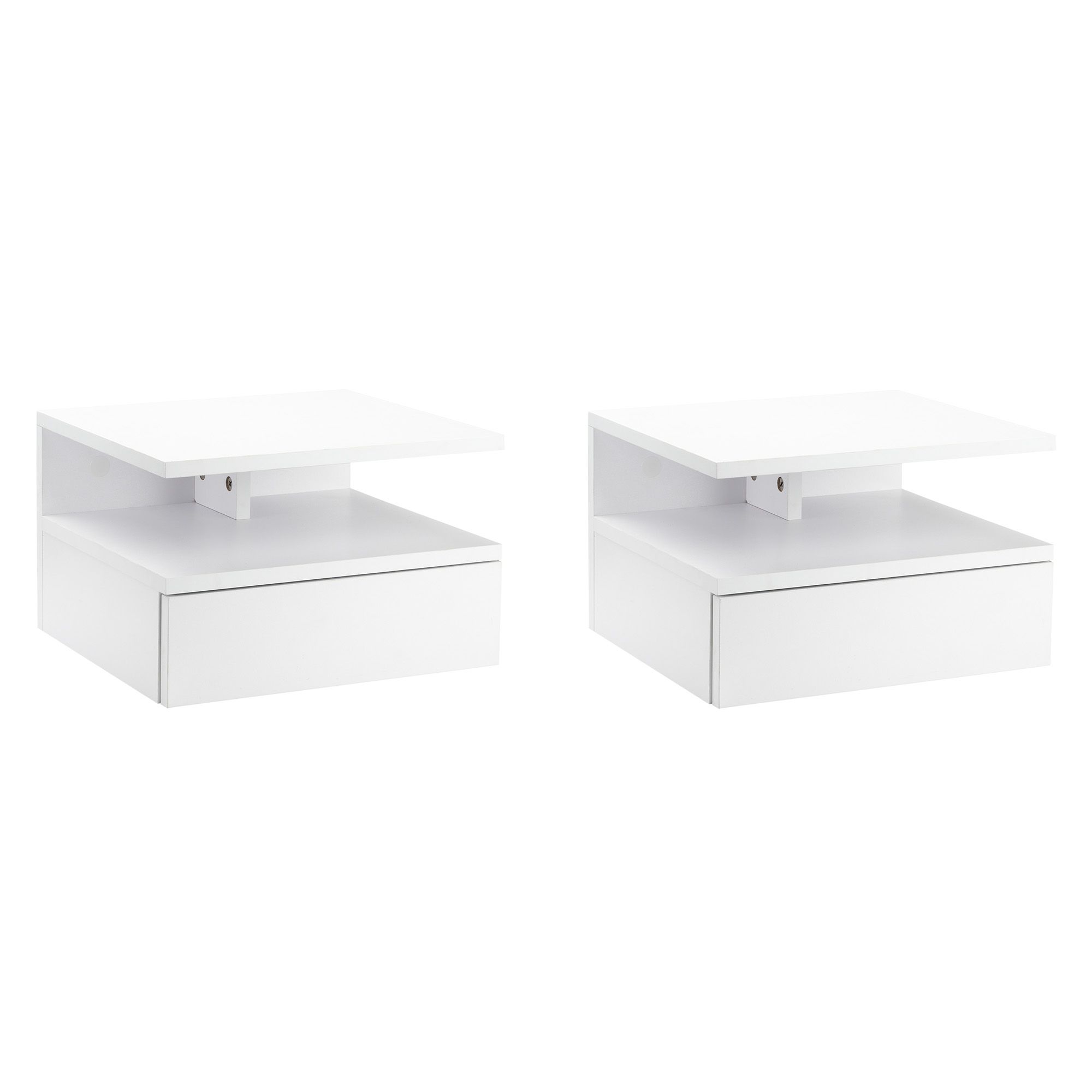 Homcom Floating Bedside Cabinet With Drawer And Open Shelf, Wall Mounted Nightstands, Bedside Table With Storage