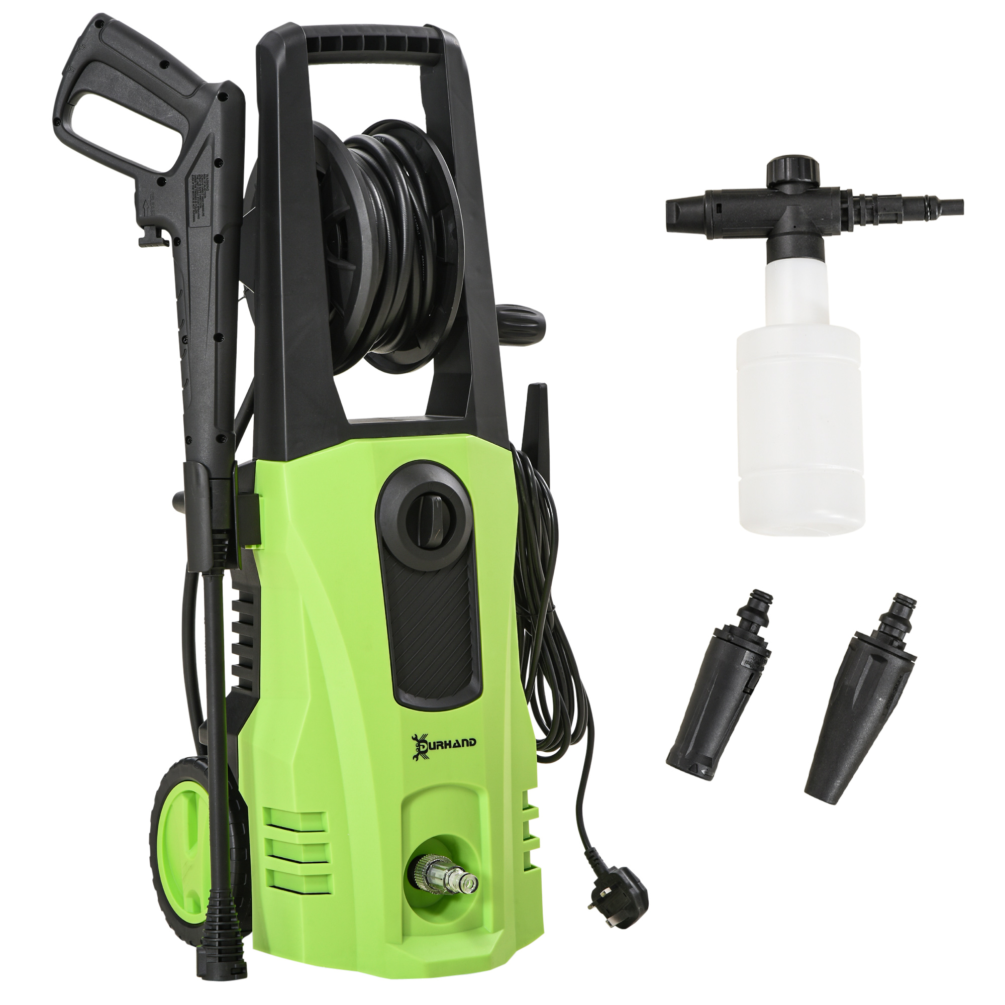 Durhand 1800w High Pressure Washer, 150 Bar Pressure, 510 L/h Flow, High-performance Portable Power Washer Jet Wash Cleaner For Garden, Car, Green