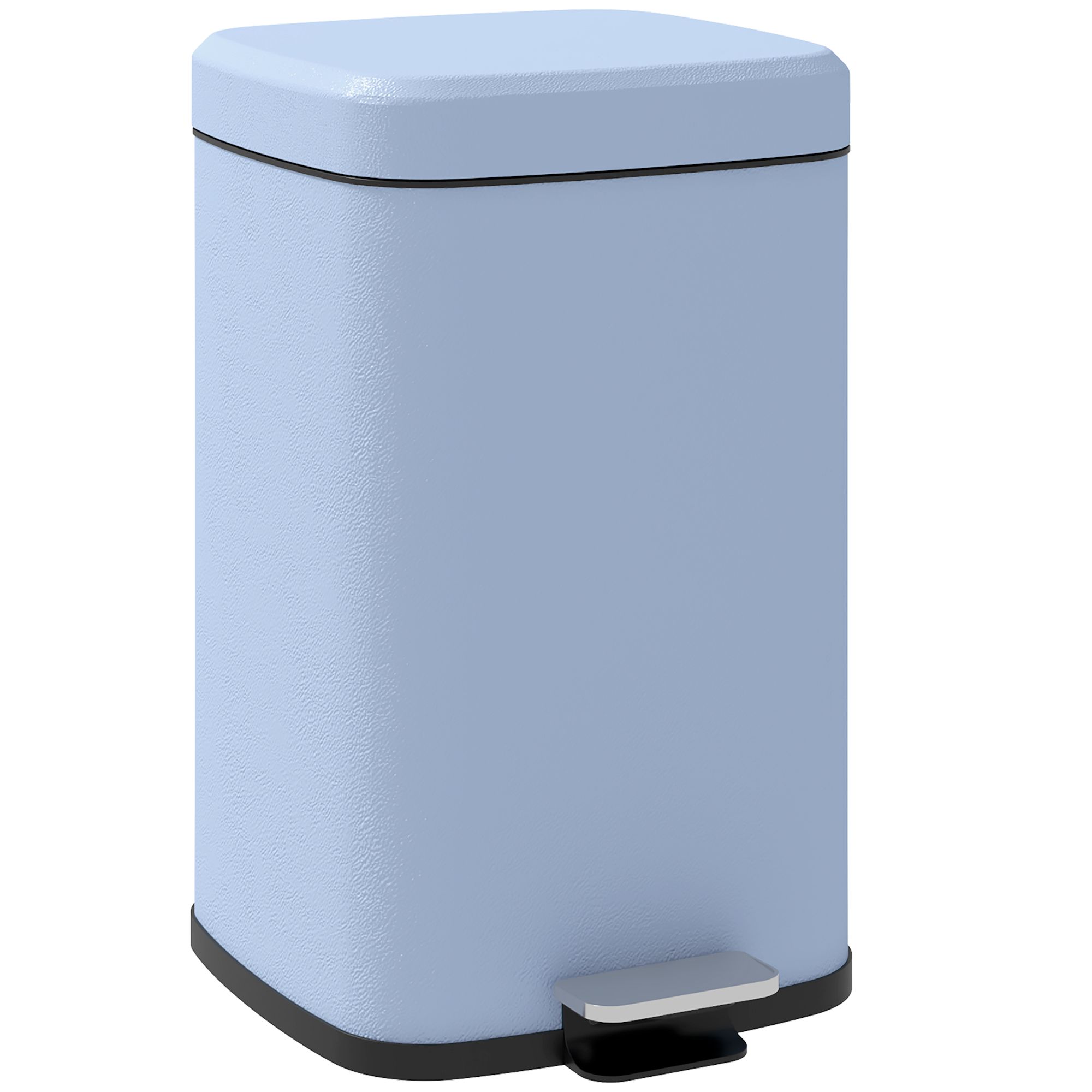 Homcom 20 Litre Pedal Bin, Fingerprint Proof Kitchen Bin With Soft-close Lid, Metal Rubbish Bin With Foot Pedal And Removable Inner Bucket, Light Blue