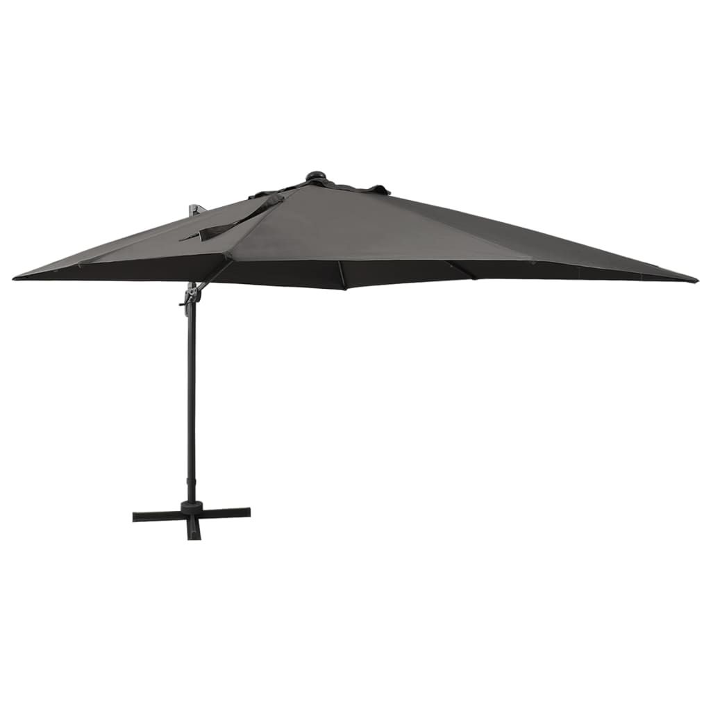 Vidaxl Cantilever Umbrella With Pole And Led Lights Anthracite 300 Cm