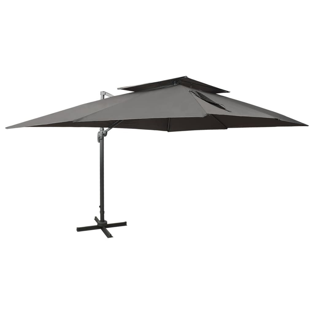 Vidaxl Cantilever Garden Parasol With Double Top Anthracite 400x300 Cm