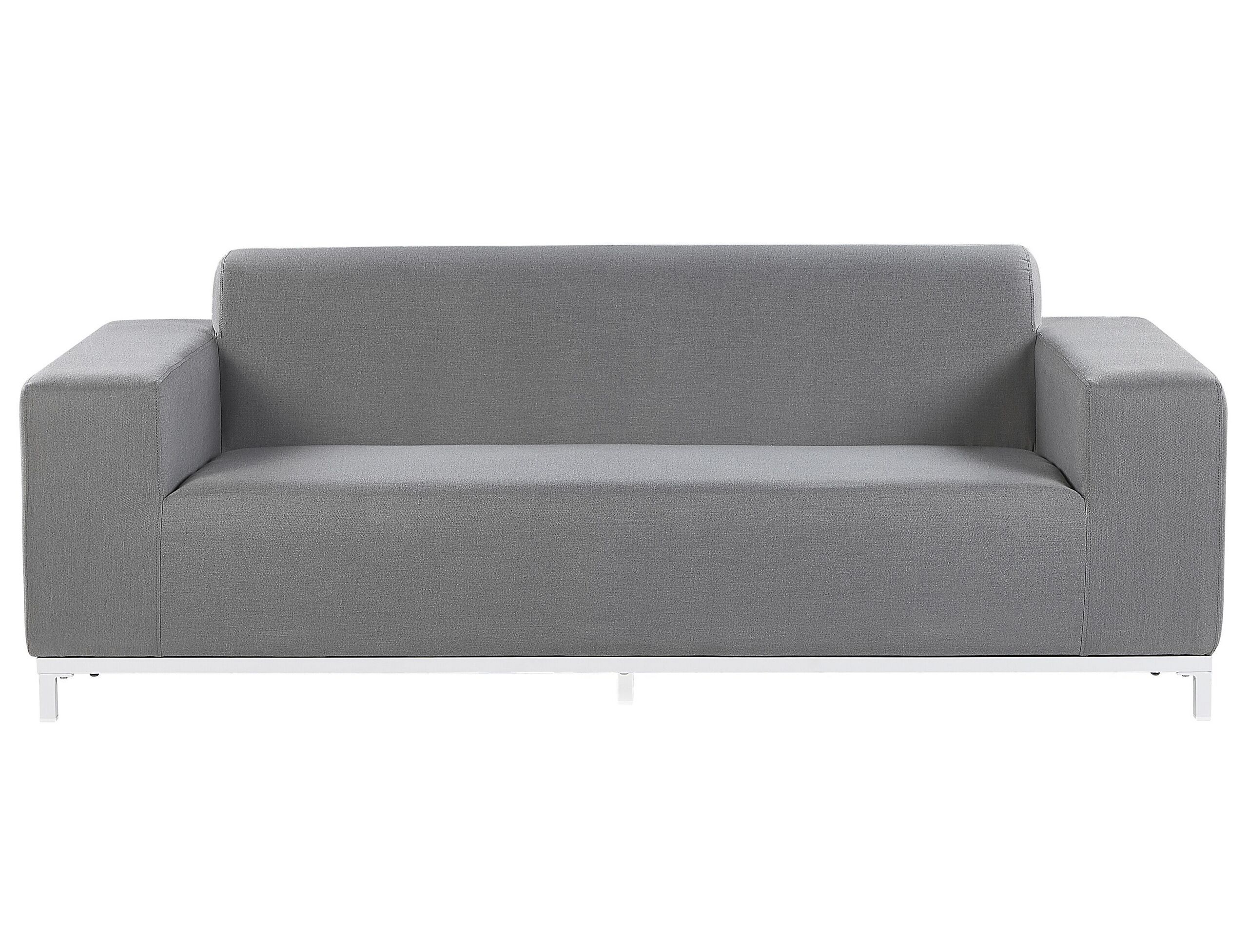 Garden Sofa Grey Fabric Upholstery White Aluminium Legs Furniture Weather Resistant Outdoor