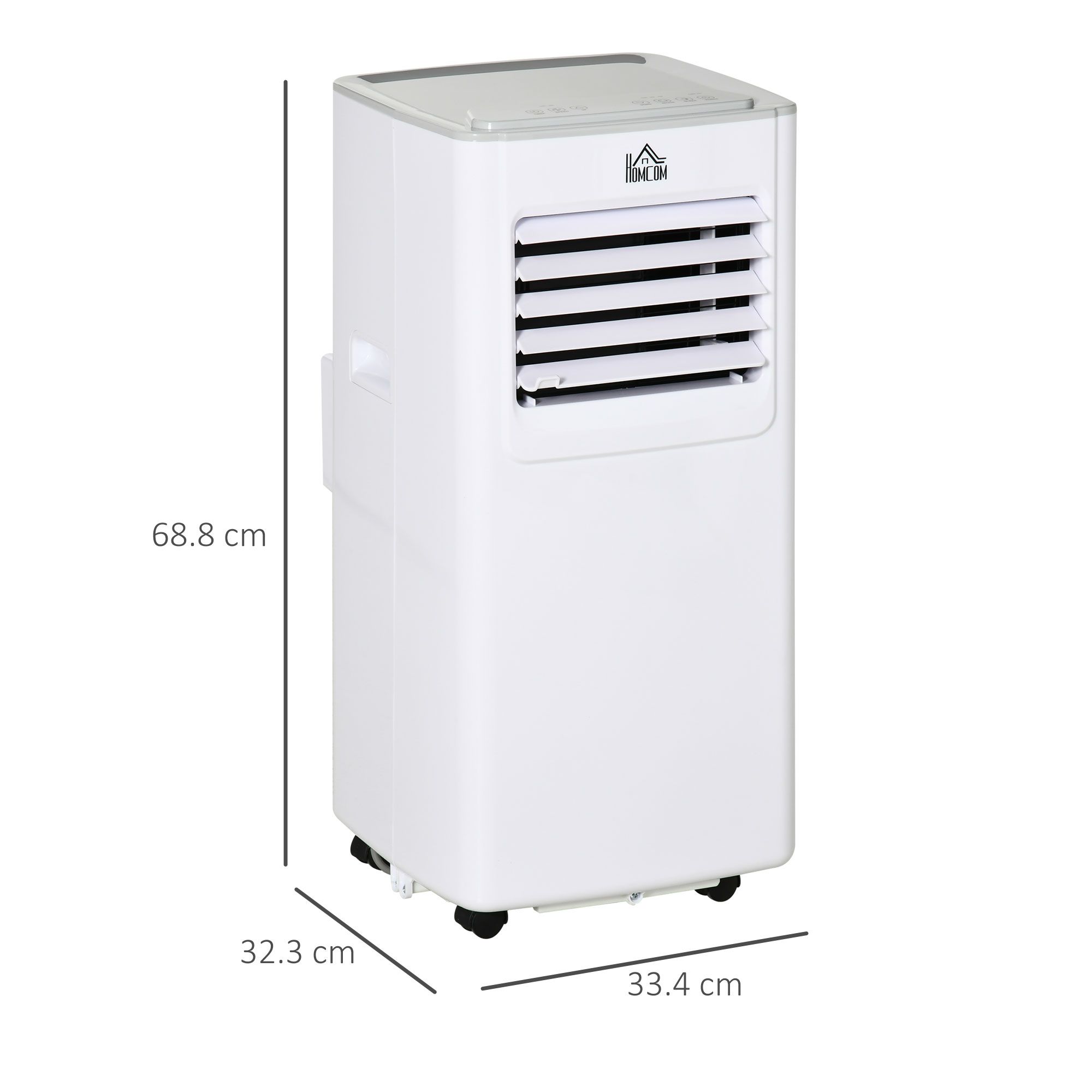 Homcom 7000 Btu Mobile Air Conditioner Portable Ac Unit For Cooling Dehumidifying Ventilating With Remote Controller, Led Display, White