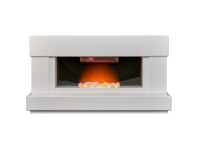 Adam Verona Fireplace Suite In Pure White, 48 Inch