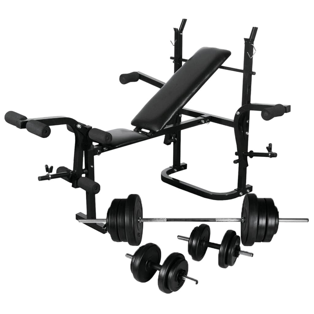 Vidaxl Weight Bench With Weight Rack, Barbell And Dumbbell Set 60.5kg