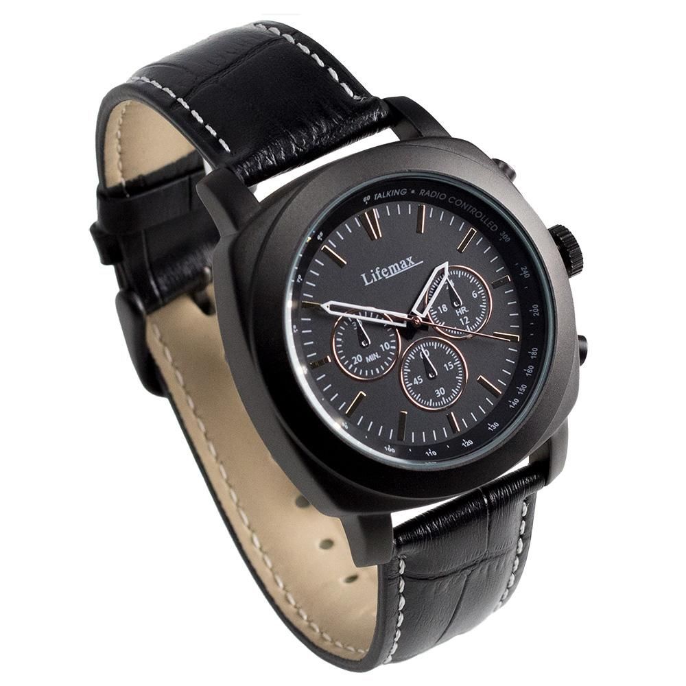 Chronograph Atomic Talking Watch - Black Leather