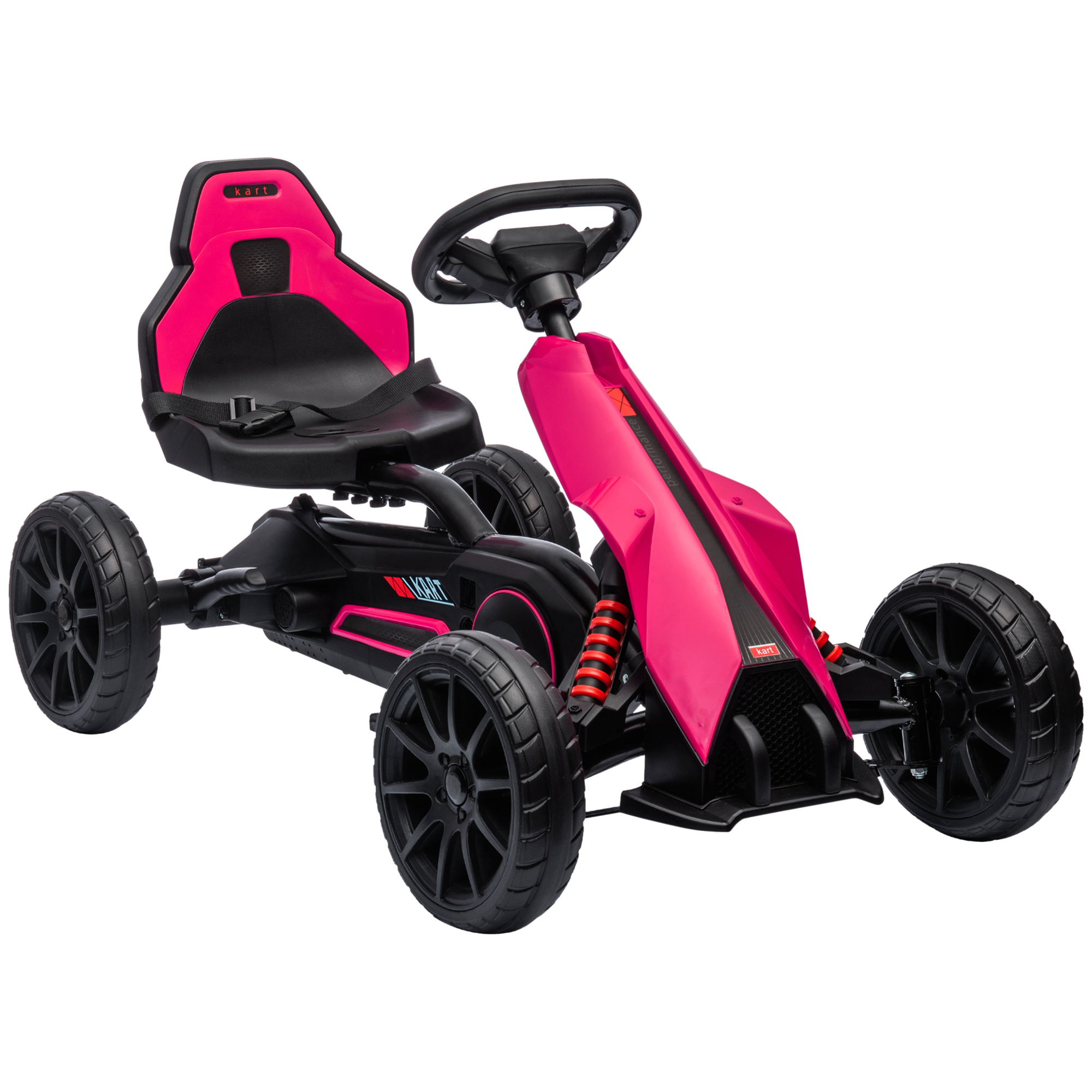 Homcom Children Pedal Go Kart, Kids Ride On Racer W/ Adjustable Seat, Shock Absorption Eva Tyres, Handbrake, For Kids Aged 3-8 Years Old, Pink