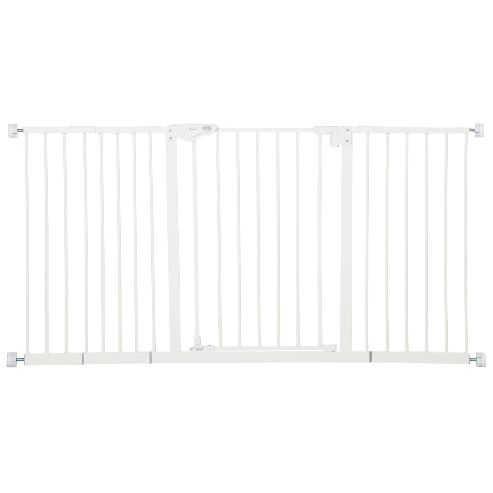 Pawhut Dog Gate Stair Gate Pressure Fit Pets Barrier Auto Close For Doorway Hallway, 74-148cm Wide Adjustable, White