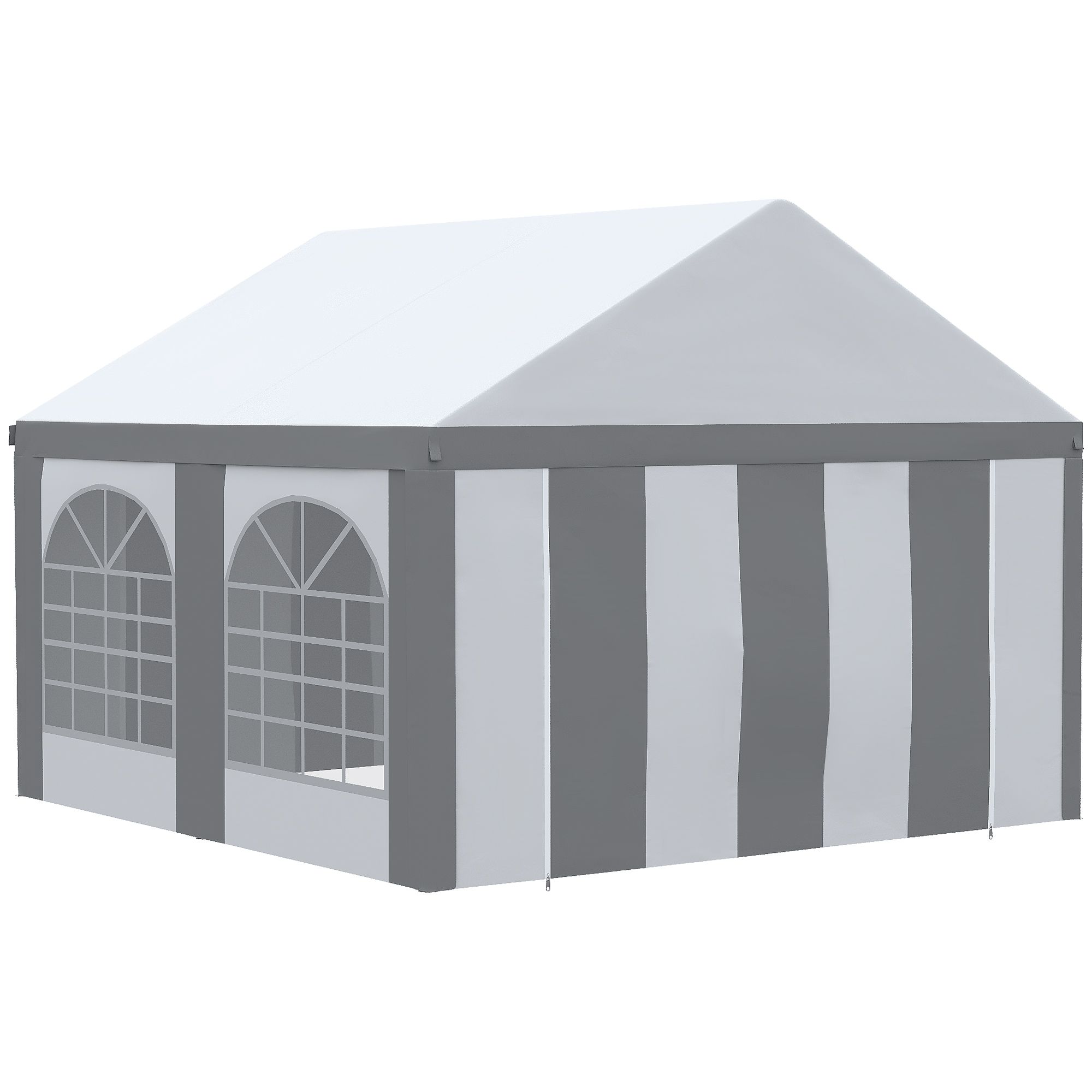 Outsunny 4 X 4m Galvanised Party Tent, Marquee Gazebo With Sides, Four Windows And Double Doors