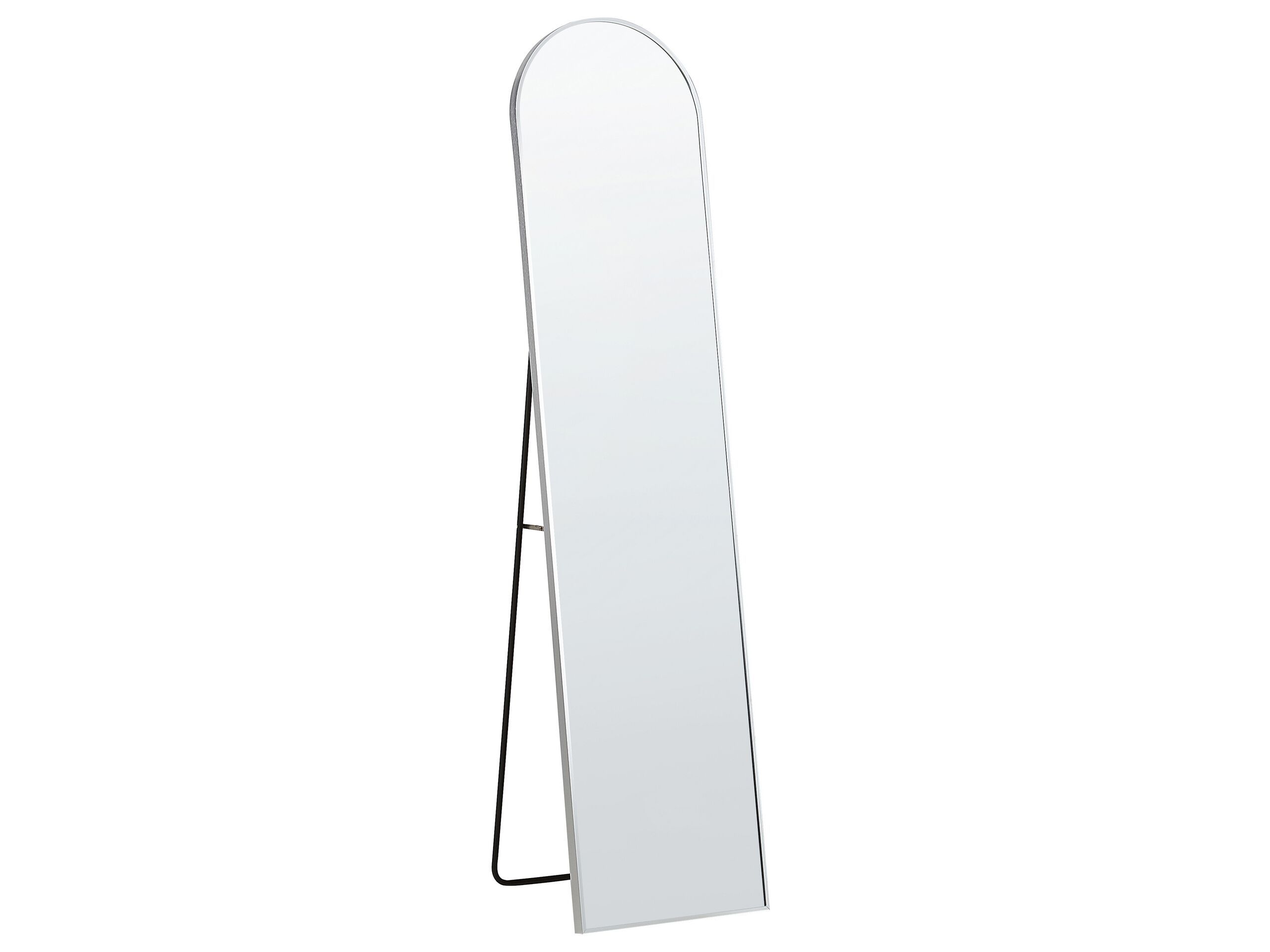 Standing Mirror Silver Metal Frame 36 X 150 Cm With Stand Modern Design Framed Full Length