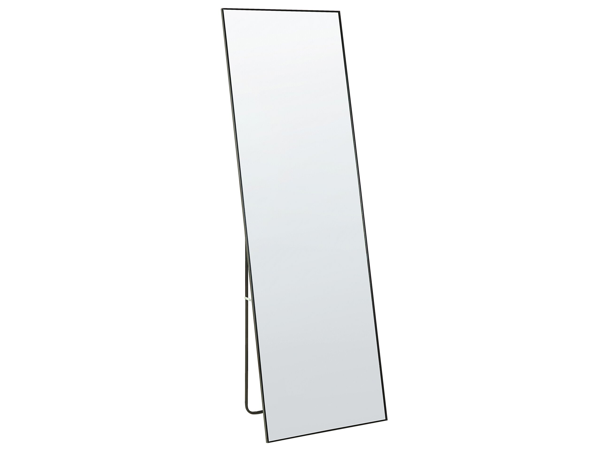 Standing Mirror Black Aluminium Frame 50 X 156 Cm With Stand Modern Design Framed Full Length Beliani