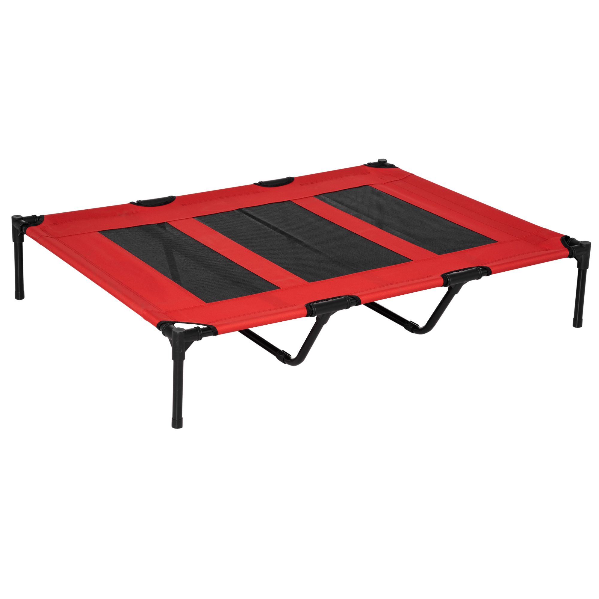 Pawhut Raised Dog Bed Cooling Elevated Pet Cot With Breathable Mesh For Use Red, X Large, 122 X 92 X 23cm