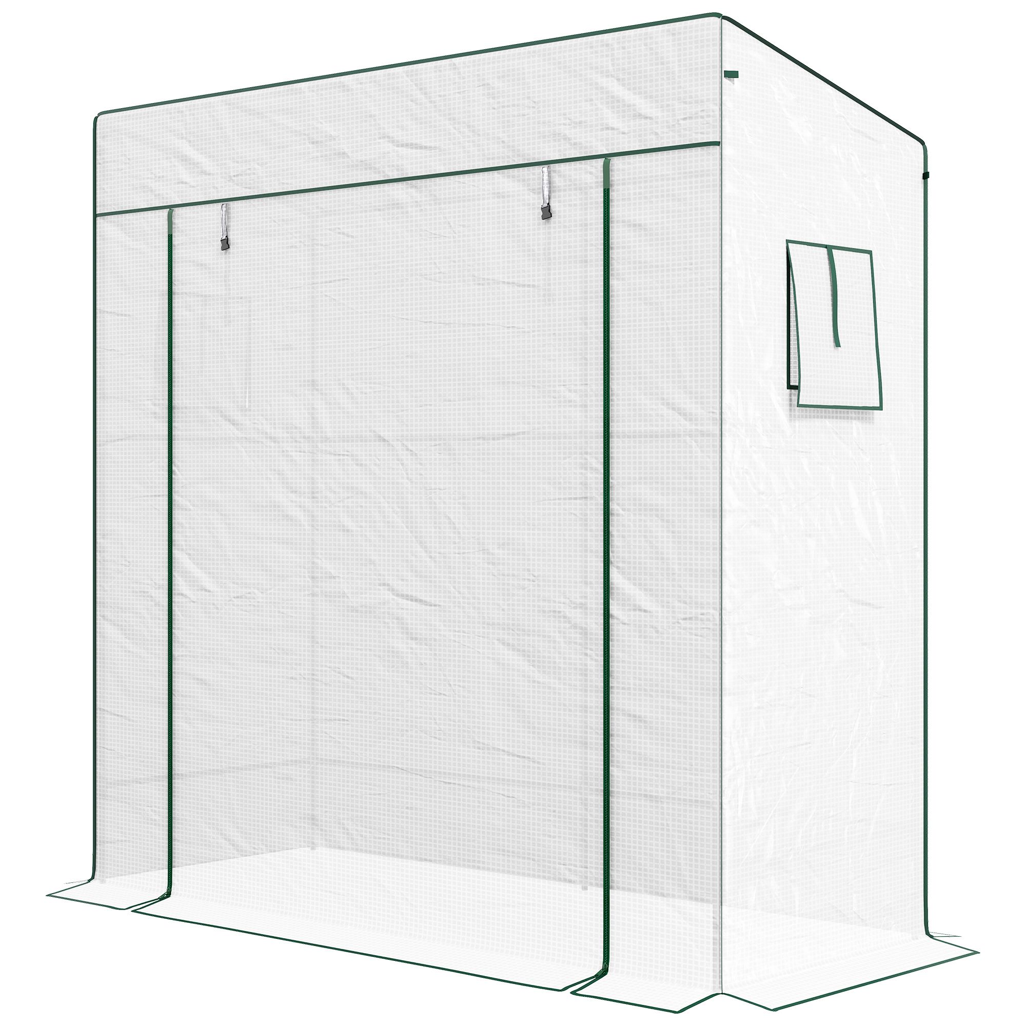 Outsunny Pe Cover Walk-in Outdoor Greenhouse, White