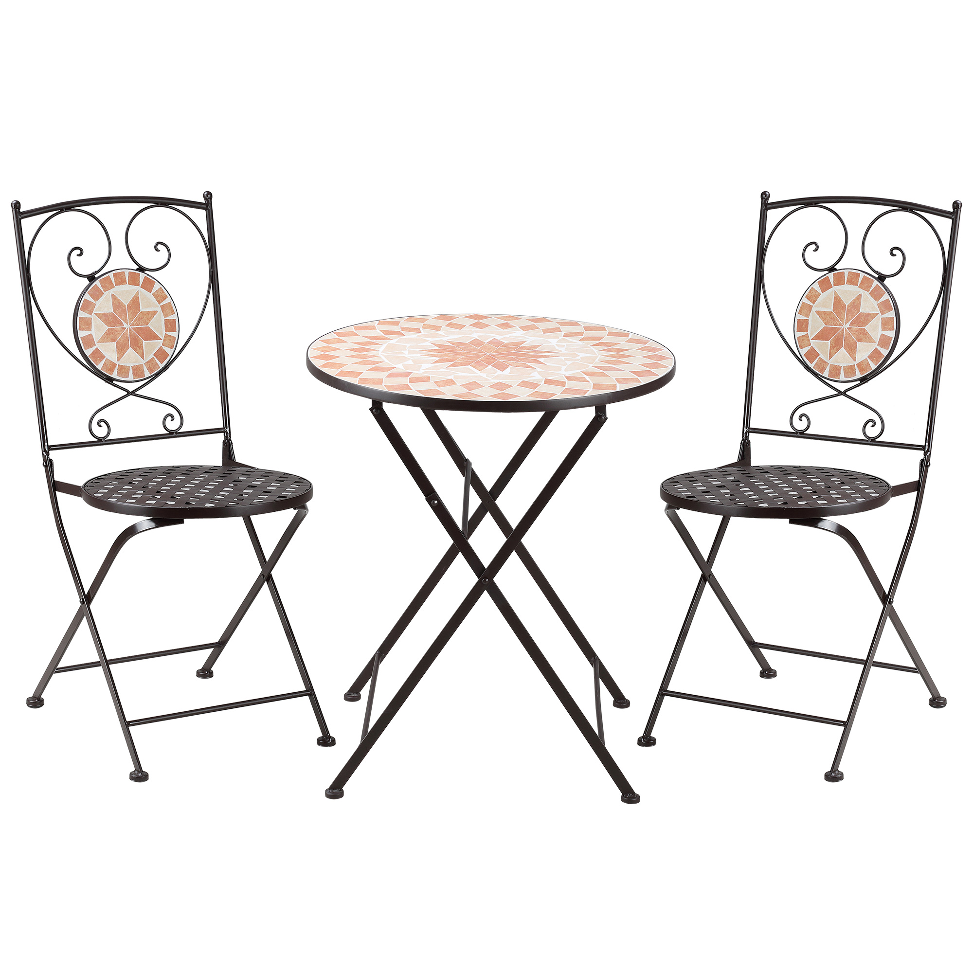 Outsunny 3 Piece Mosaic Bistro Set, 2 Folding Chairs & 1 Round Table Outdoor Furniture, Balcony Yellow