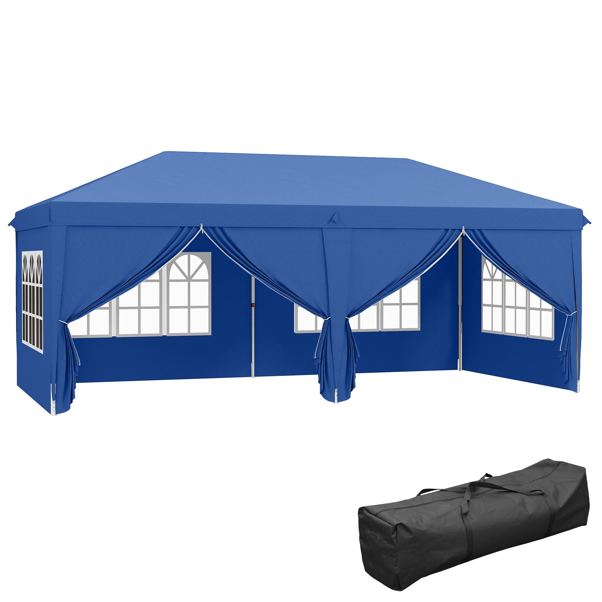 Outsunny 3 X 6m Garden Heavy Duty Water Resistant Pop Up Gazebo Marquee Party Tent Wedding Canopy Awning-blue