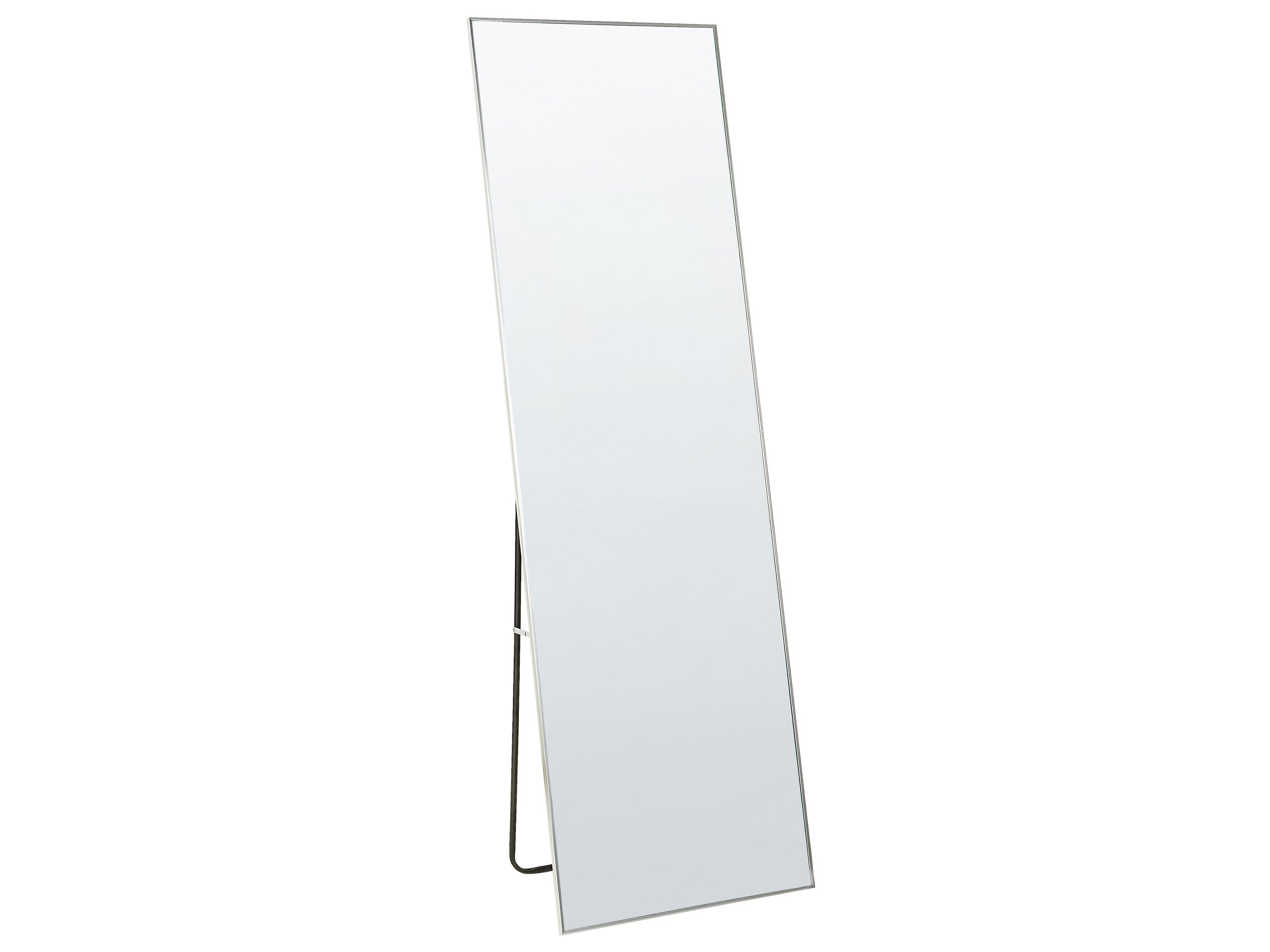 Standing Mirror Silver Aluminium Frame 50 X 156 Cm With Stand Modern Design Framed Full Length Beliani