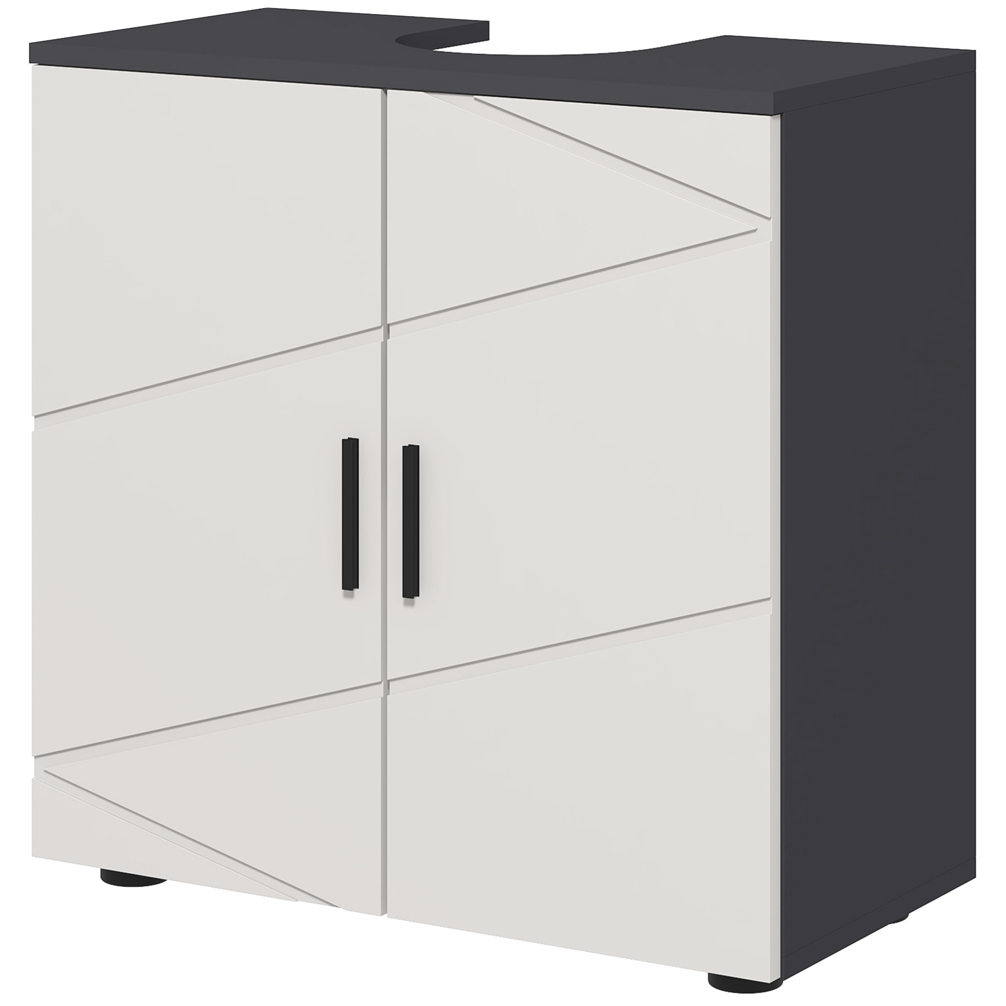 Kleankin Pedestal Sink Cabinet, Bathroom Vanity Unit, Floor Basin Storage Cupboard With Double Doors And Shelf, 60 X 30 X 60 Cm, Light Grey