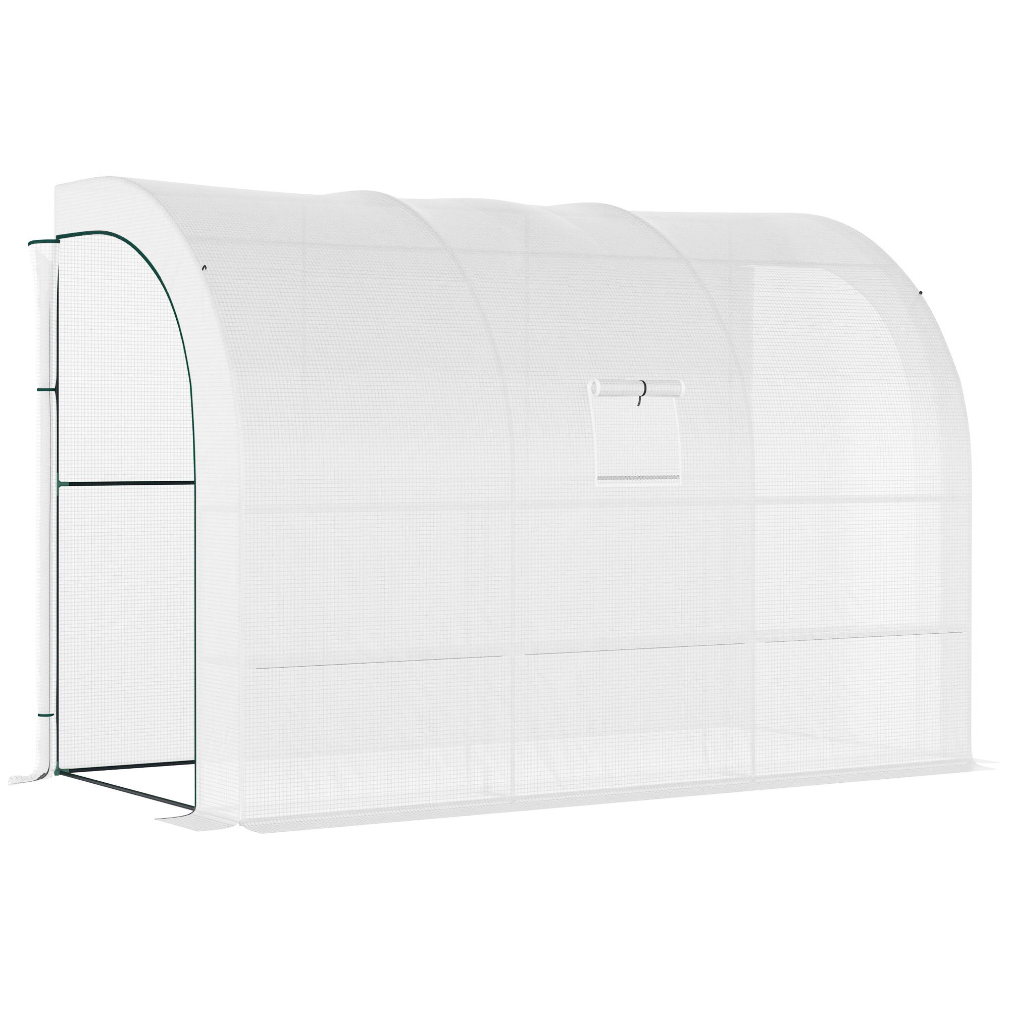 Outsunny Outdoor Walk-in Greenhouse, Plant Nursery With Zippered Doors, Pe Cover And 3-tier Shelves, White, 300 X 150 X 213 Cm