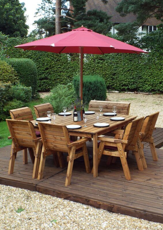 Eight Seater Square Table Set - Burgundy