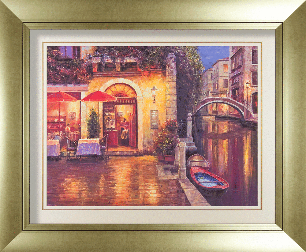 Venetian Cafés I By Haixia Liu - Framed Art