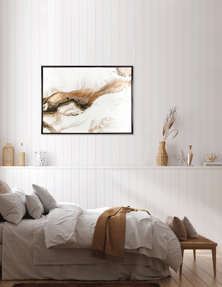 Cream & Mocha Abstract [smaller] - Framed Canvas