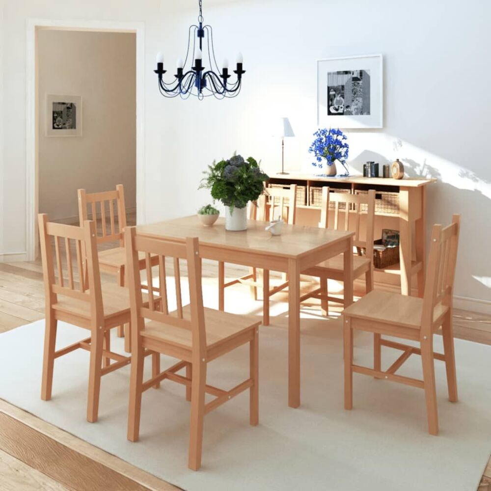 Vidaxl Seven Piece Dining Set Pinewood