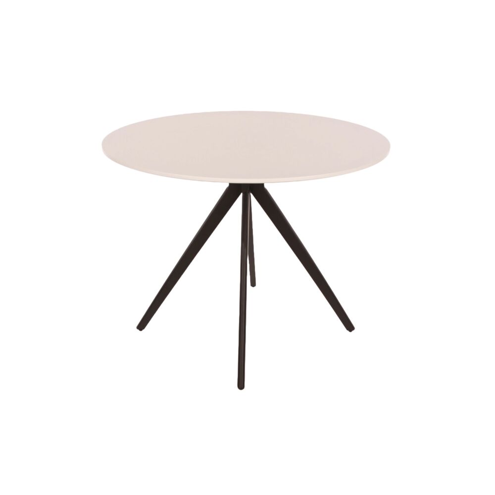 Aspen Round Dining Table, White Painted Top With Black Pedestal Leg Frame