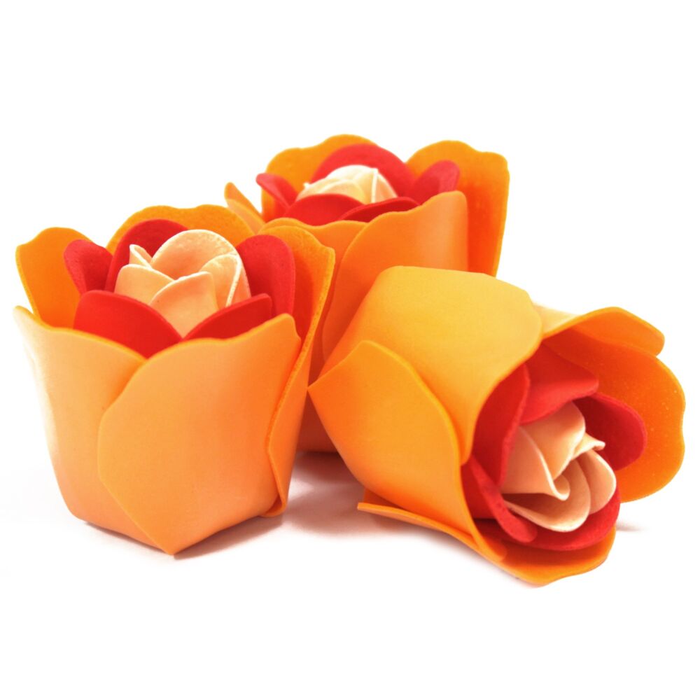 Set Of 3 Soap Flower Heart Box - Peach Roses