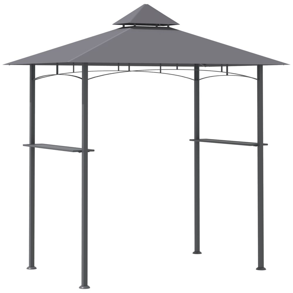 Outsunny 2.5m (8ft) New Double-tier Bbq Gazebo Grill Canopy Barbecue Tent Shelter Patio Deck Cover - Grey