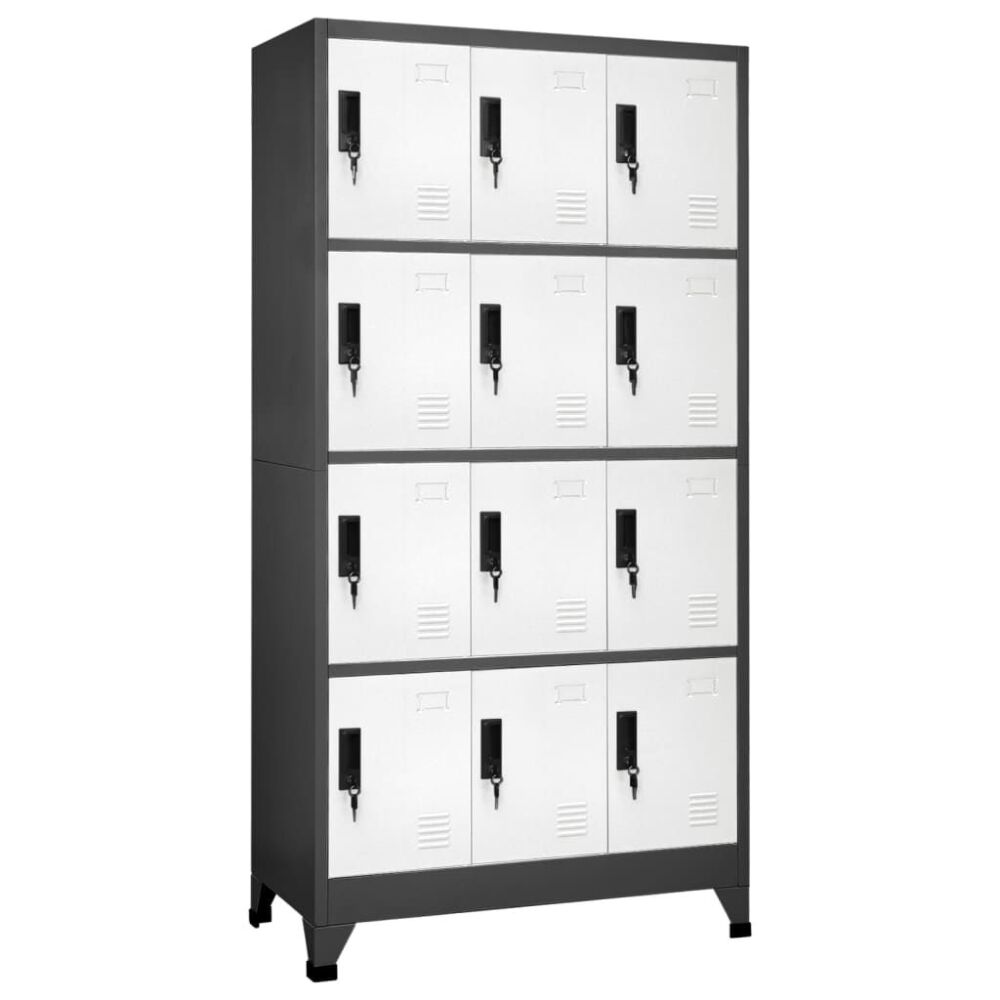 Vidaxl Locker Cabinet Anthracite And White 90x45x180 Cm Steel