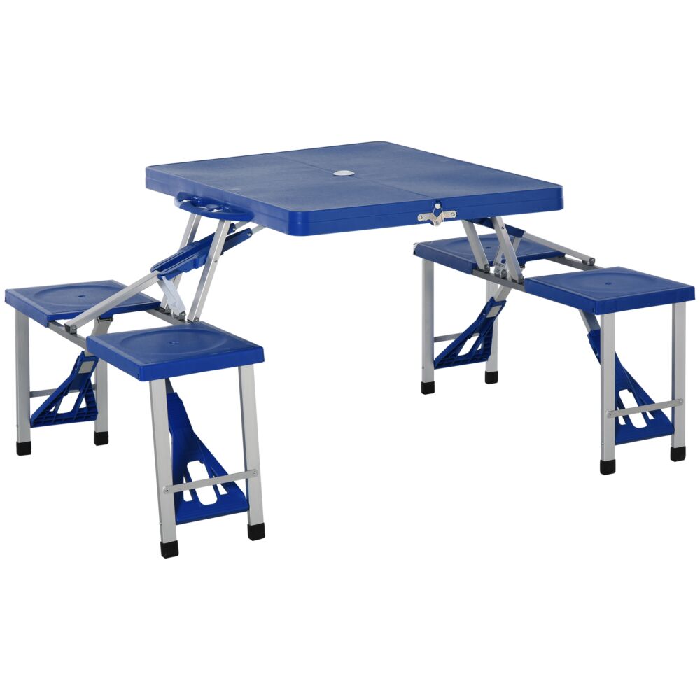 Outsunny Portable Picnic Table W/ Bench Set-blue