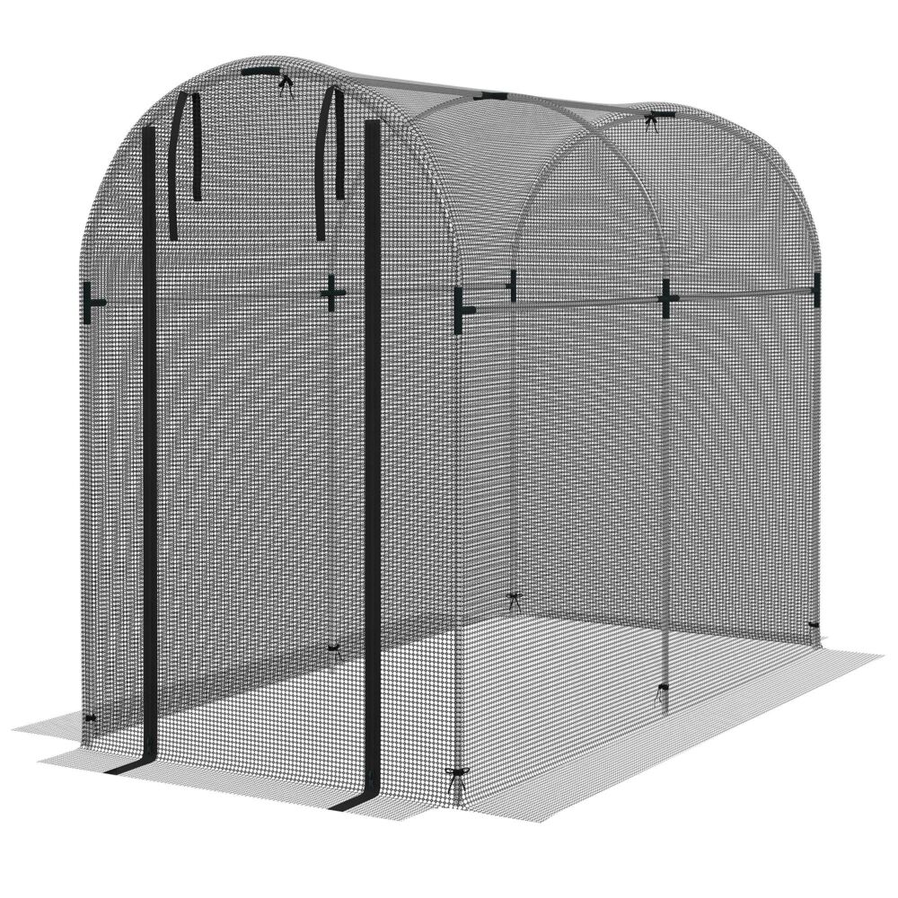 Outsunny Galvanised Steel Fruit Cage, Plant Protection Tent With Zipped Door, 1.2 X 2.4 X 1.9m, Black