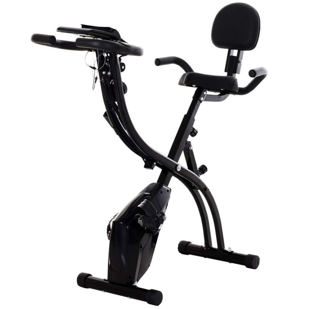 Homcom 2-in-1 Foldable Exercise Bike Recumbent Stationary Bike 8-level Adjustable Magnetic Resistance With Pulse Sensor Lcd Display