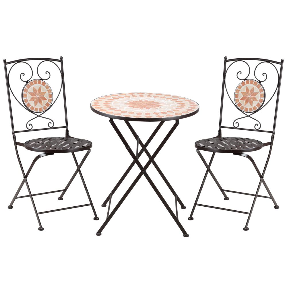 Outsunny 3 Piece Mosaic Bistro Set, 2 Folding Chairs & 1 Round Table Outdoor Furniture For Outdoor, Balcony, Poolside, Yellow