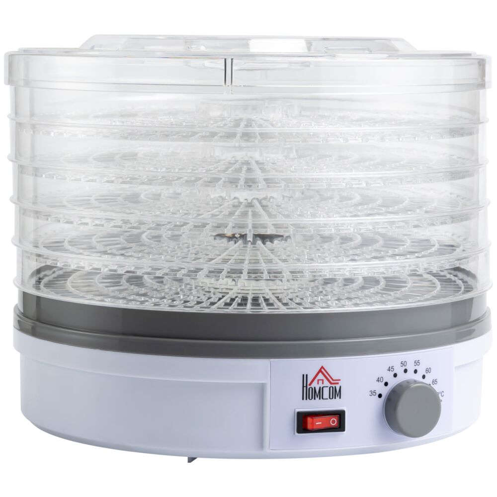 Homcom 5 Tier Food Dehydrator, 245w Food Dryer Machine With Adjustable Temperature Control For Drying Fruit, Meat, Vegetable, Jerky And Pet Treat