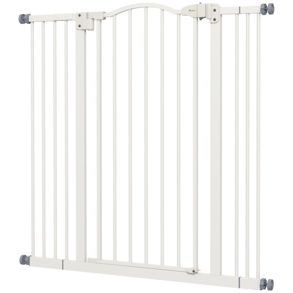 Pawhut Metal Pet Safety Gate Dog Gate Folding Fence, White