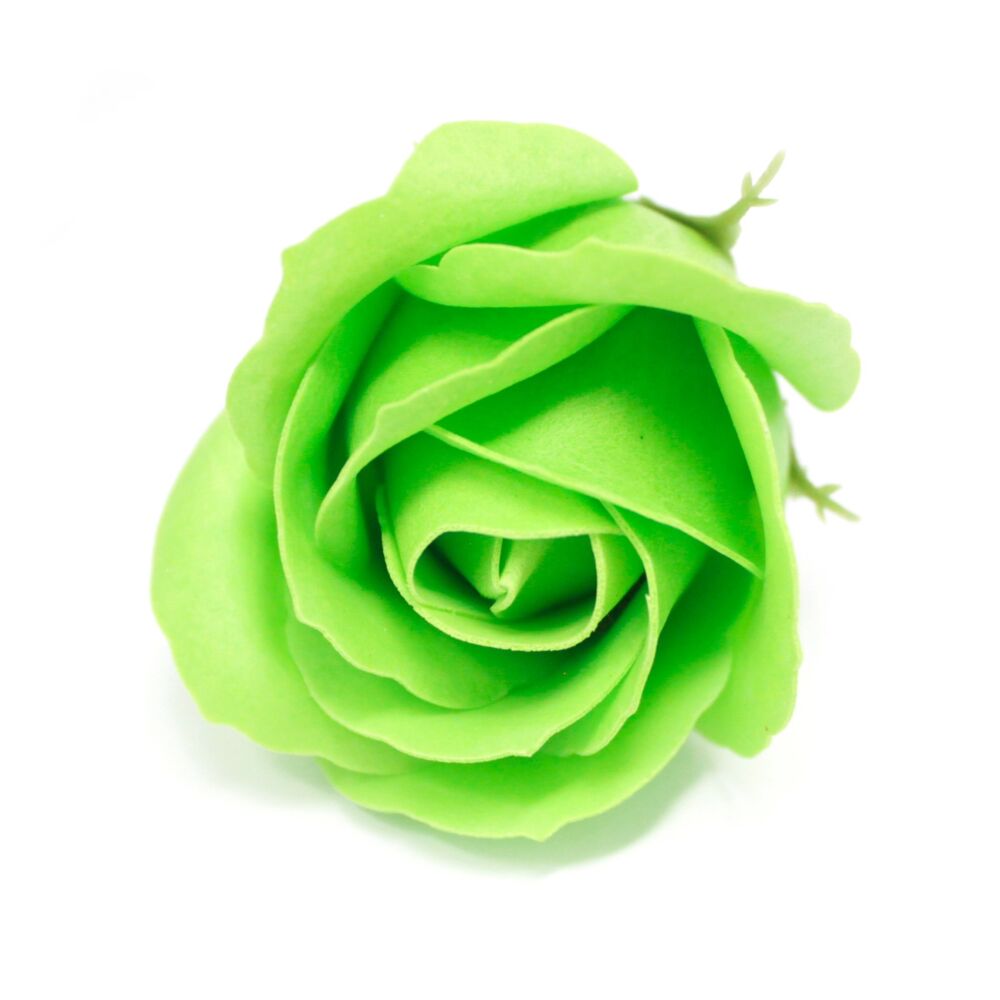 Craft Soap Flowers - Med Rose - Green - Pack Of 10