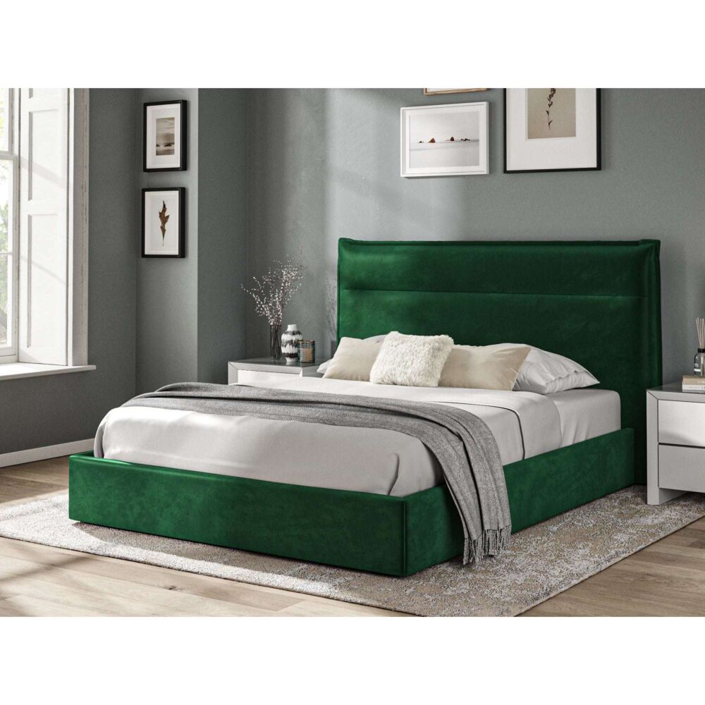 5'0 Fabric Bed - Green - Velvet