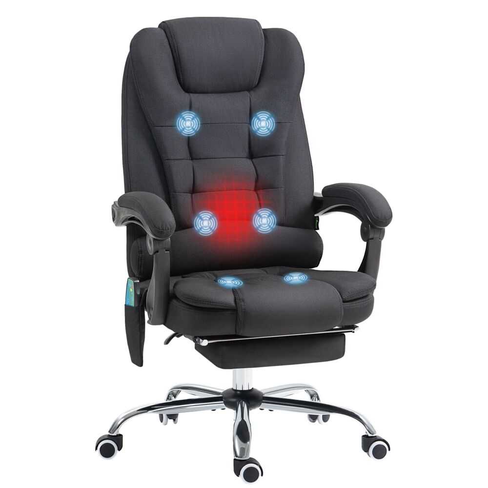 Vinsetto Ergonomic Heated 6 Points Vibration Massage Office Chair Black