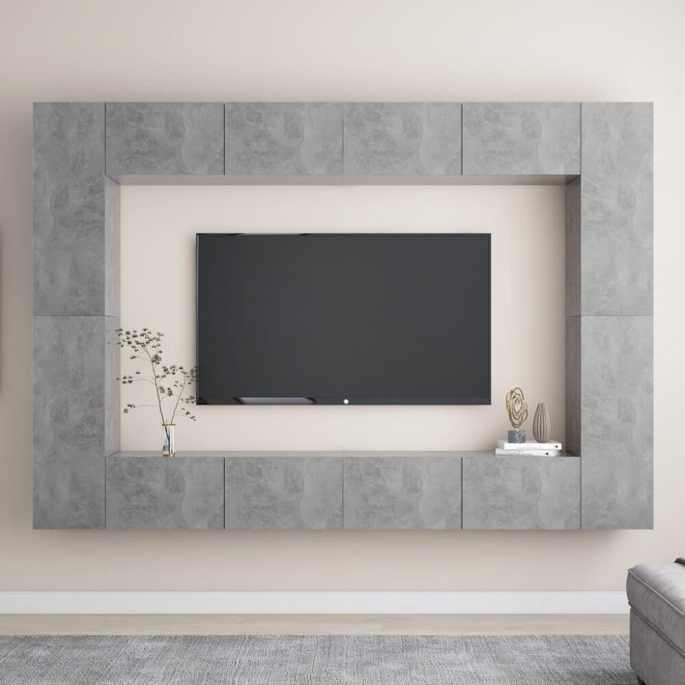 Vidaxl 8 Piece Tv Cabinet Set Concrete Grey Engineered Wood