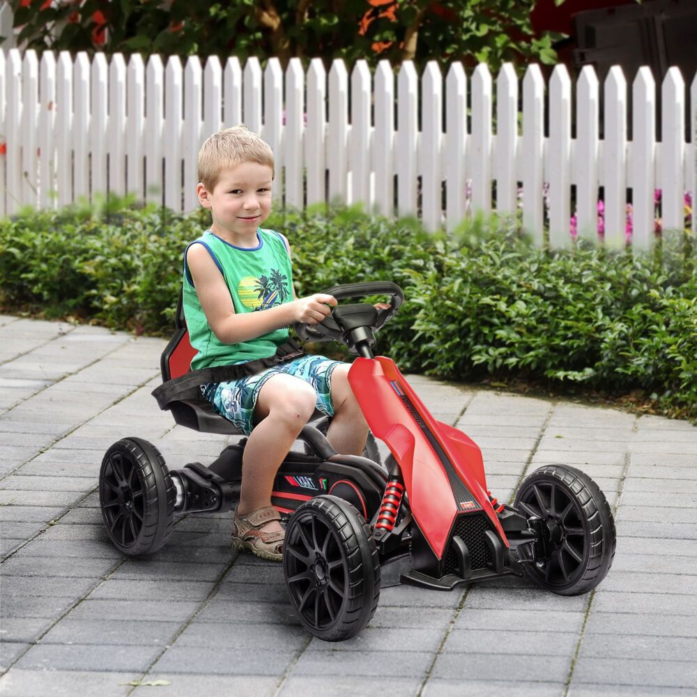 Homcom 12v Electric Go Kart For Kids, Ride-on Racing Go Kart W/ Forward Reversing, Rechargeable Battery, 2 Speeds, For Kids Aged 3-8, Red