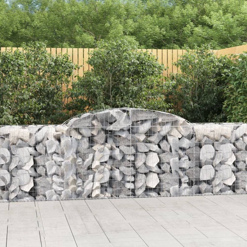 Vidaxl Arched Gabion Baskets 3 Pcs 300x50x80/100 Cm Galvanised Iron