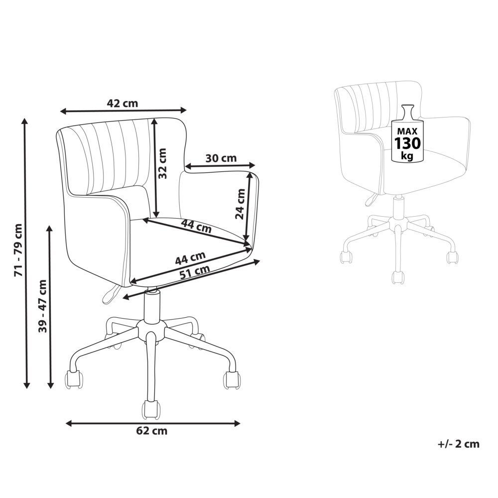 Office Chair Taupe Velvet With Armrests Cut-out Backrest Adjustable Height Tufted Back Black Metal Starbase Beliani