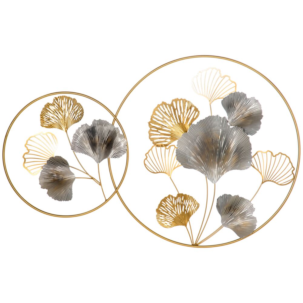 Homcom 3d Metal Wall Art Modern Ginkgo Leaves Hanging Wall Sculptures Home Decor For Living Room Bedroom Dining Room, Gold