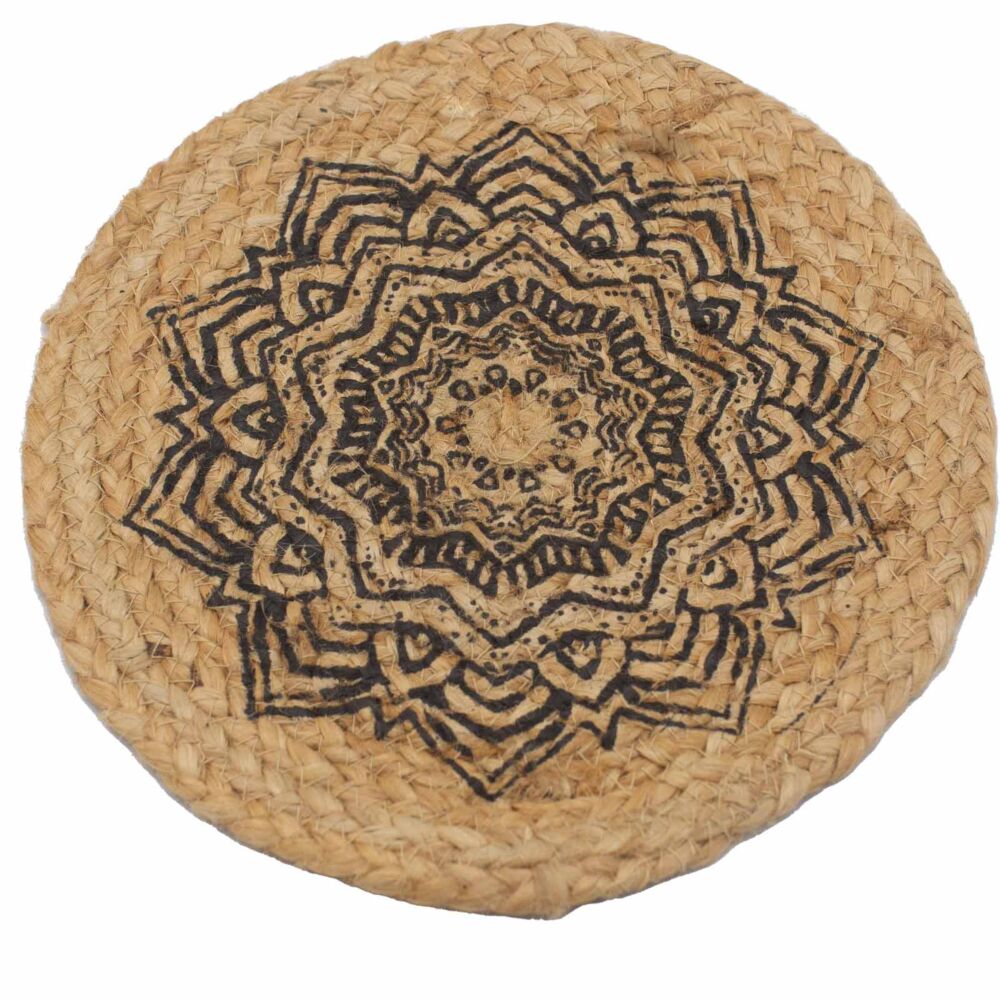 Natural Place Mat - Jute 30cm - Mandala Print